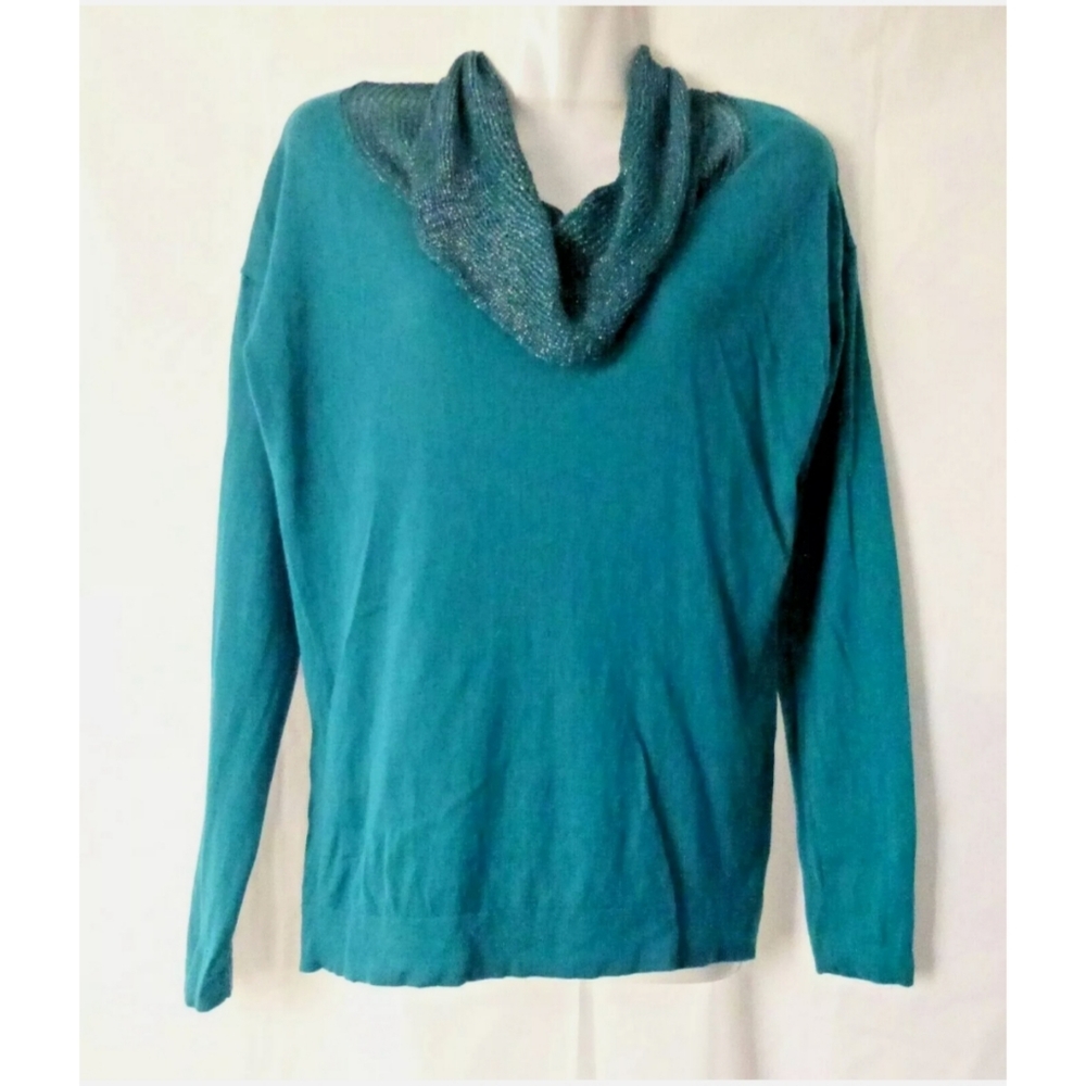 August Silk Top Sz S Long Sleeve Stretch Metallic